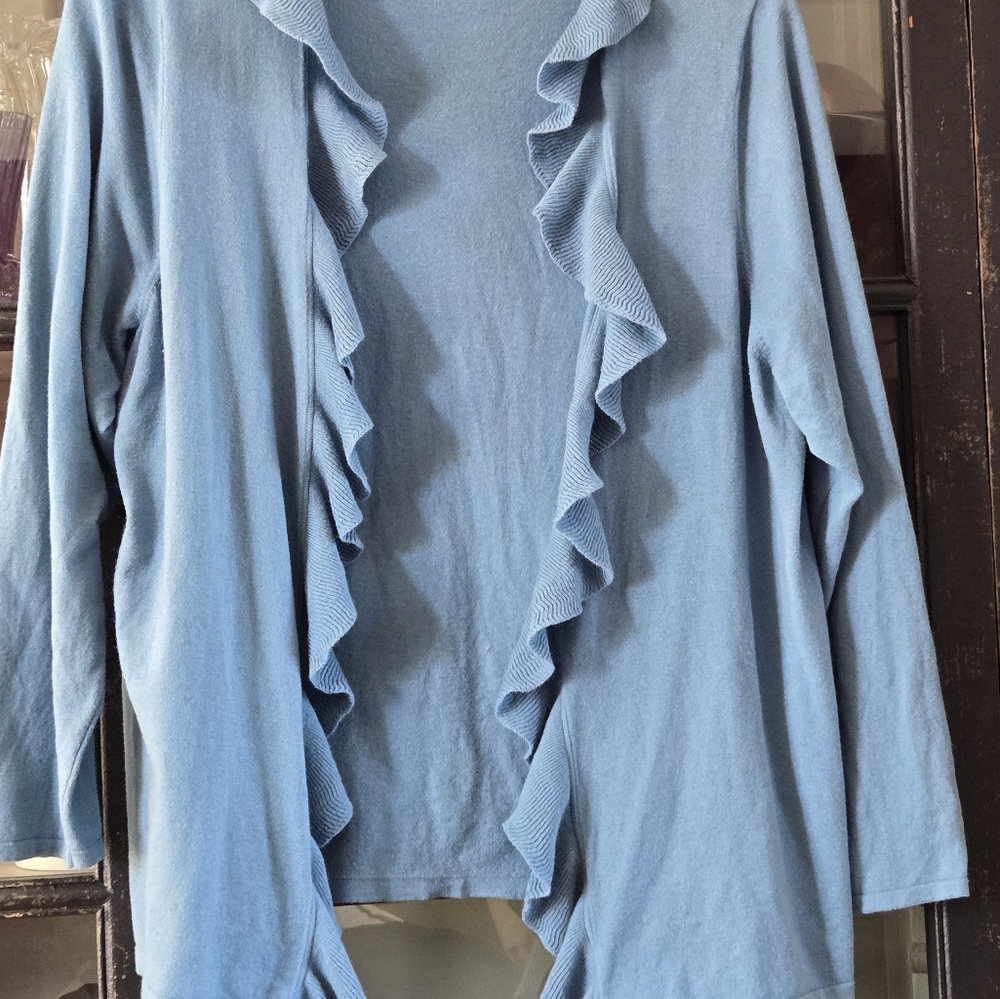 Talbot's blue sweater with ruffle